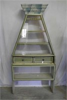 Two piece painted shelving unit with 2 drawers