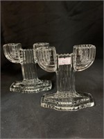 4.25 “ PAIR OF VINTAGE DECO PRESSED GLASS