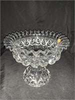 ANTIQUE PRESSED GLASS COMPOTE - 8.5 X 7.5 “