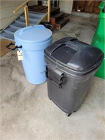 2- PLASTIC TRASH CANS W/ LIDS