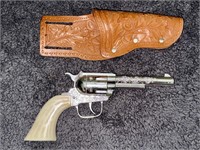 ANTIQUE 1960's PONY BOY 10" CAP GUN w/ HOLSTER