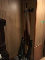 pool sticks w/rack, you remove from wall, 2 other