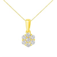 14k Gold .50ct Diamond 7-stone Flower Necklace