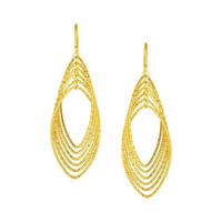 14k Gold Textured Marquise Shapes Post Earrings