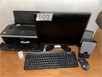 DELL COMPUTER MONITOR, PRINTER, KEYBOARD