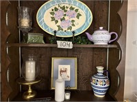 (2) SHELVES OF DISHWARE & HOME DECORATIONS