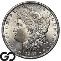 1887 Morgan Silver Dollar, Near Gem BU Bid: 86