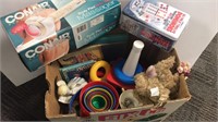 Box lot of children’s toys and a back massager.