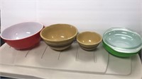 4 GREAT MIXING BOWLS...2 EARLY STONEWARE & 2