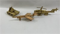 3 Vintage Re Purposed Bullet Casing Helicopter