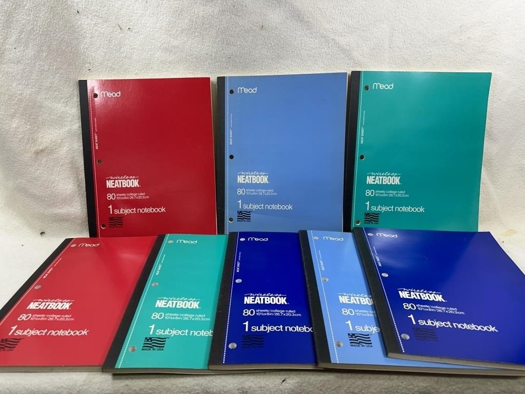 Lot Of 8 Vintage Unused Mead Wireless Notebooks