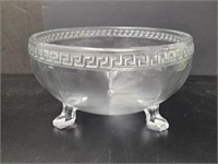 Greek Key Footed Glass Bowl