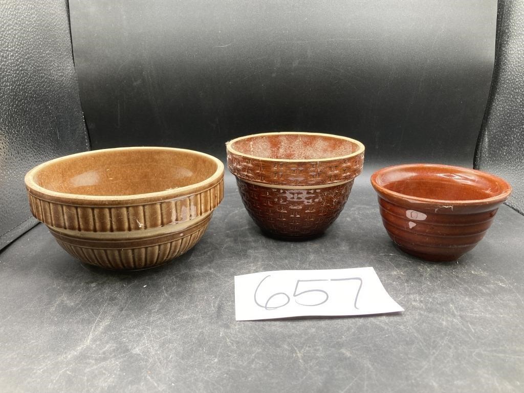 Stoneware Brown Bowls (3)