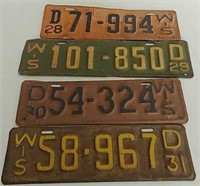 4 Wisconsin vintage license plates