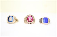 Three 10K gold class rings