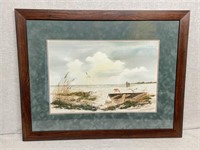 Row Boat by the Sea Print by Willoweise