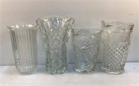 (2) Pattern Glass Vases & (2) Pitchers