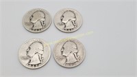 4) 1942 Silver Washington Quarters