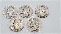 5) 1944  Silver Washington Quarters