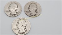 3) 1945  Silver Washington Quarters