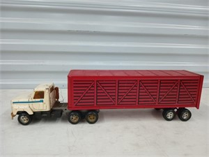 Vintage metal toy truck and trailer