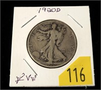 1920-D Walking Liberty half dollar, Fine
