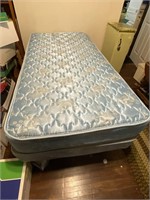Twin bed, mattress, boxspring and bed rails