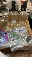 Box of canning jars, lids & lifter