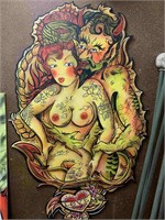 TATTOO ART  PAINTING ON BOARD "LOVE" BY
