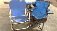 Blue nylon folding/bag chairs