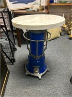 STEAMPUNK SIDE TABLE METAL & MARBLE TOP