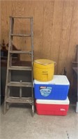 Step ladder, coolers and potty