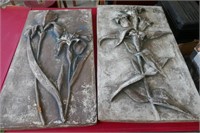 Pair Tin Wall Plaques 13 1/2"x24"