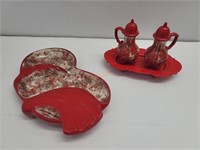 Vintage Ceramic Ashtray, Salt & Pepper, and tray