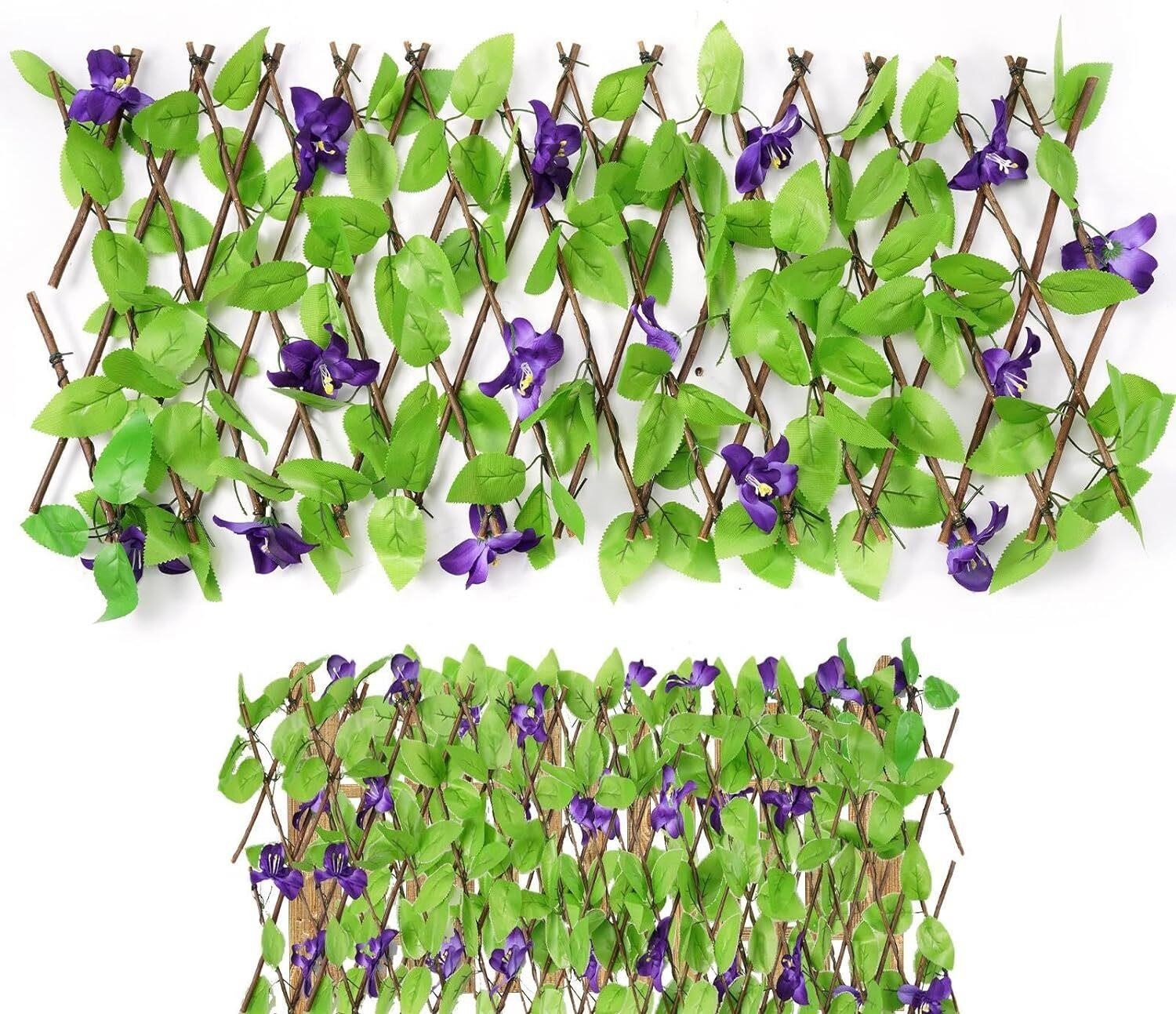Expandable Fence, Faux Ivy with Flowers