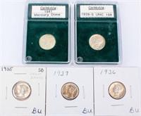 Coin 5 Mercury Dimes  Brilliant Uncirculated