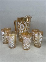 Marigold mid-century juice set pitcher and glasses