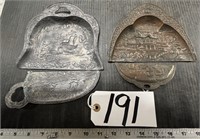 2 Antique Metal Crumb Trays