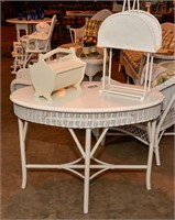 Table, sewing box and rack