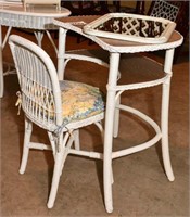 Wicker chair, table & mirror