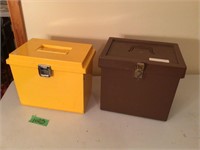 2 plastic file boxes