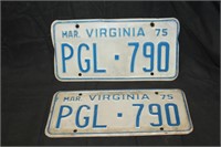 '75 Virginia Matching License Plates-PGL 790