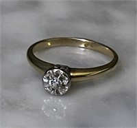 Ladies 14k Yellow Gold & Diamond Engagement Ring