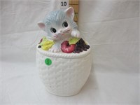 Kitten on Basket cookie jar