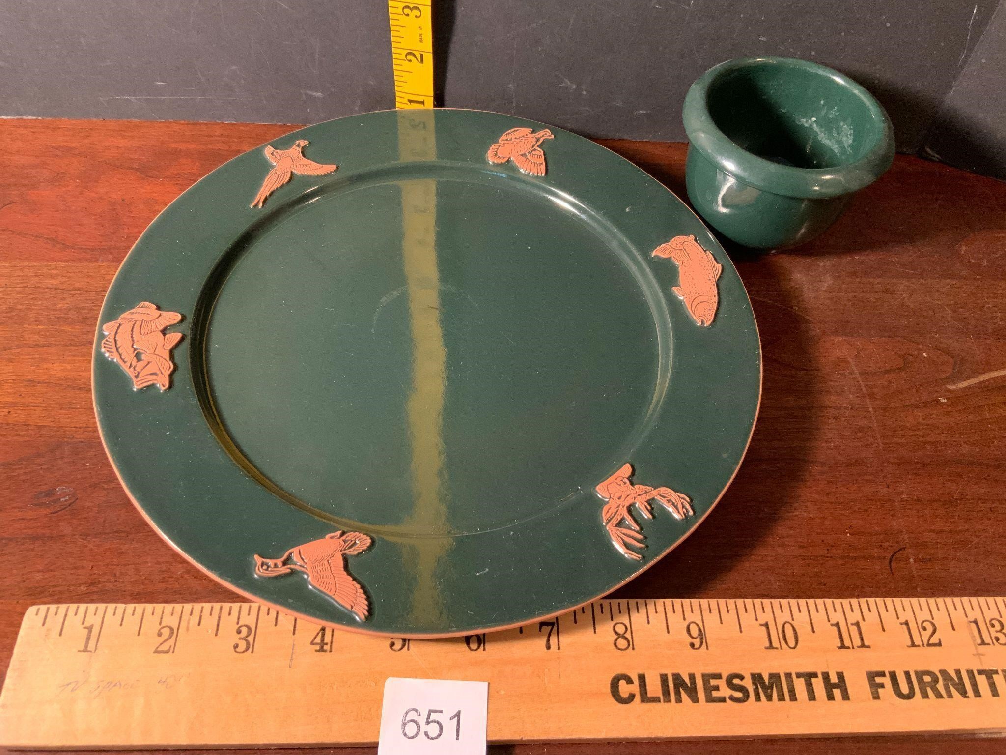 Vintage Frankoma Pottery Animal Hunter Green