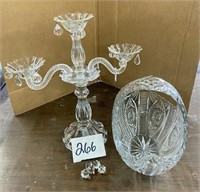 Glass Basket & Candelabra