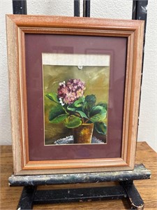 Painting of Hydrangea in Pot Unsigned
