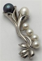 Sterling Silver Pendant W Pearls