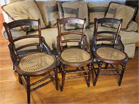 antique cane bottom chairs 4 total, see note