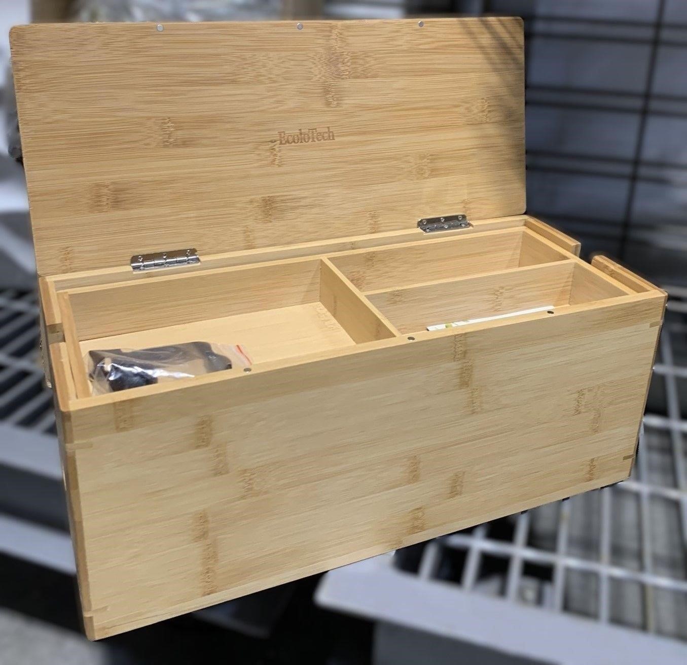 Solid Bamboo Large Cable Organizer Box w Tray $88